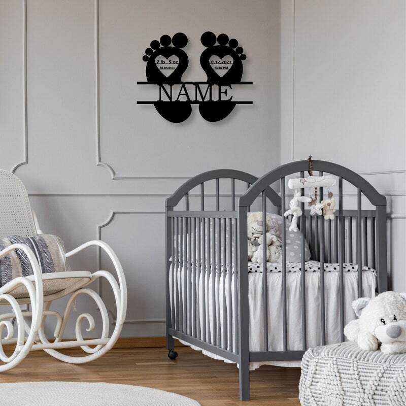 Lasting Love Custom Footprints Metal Sign for Baby's Nursery
