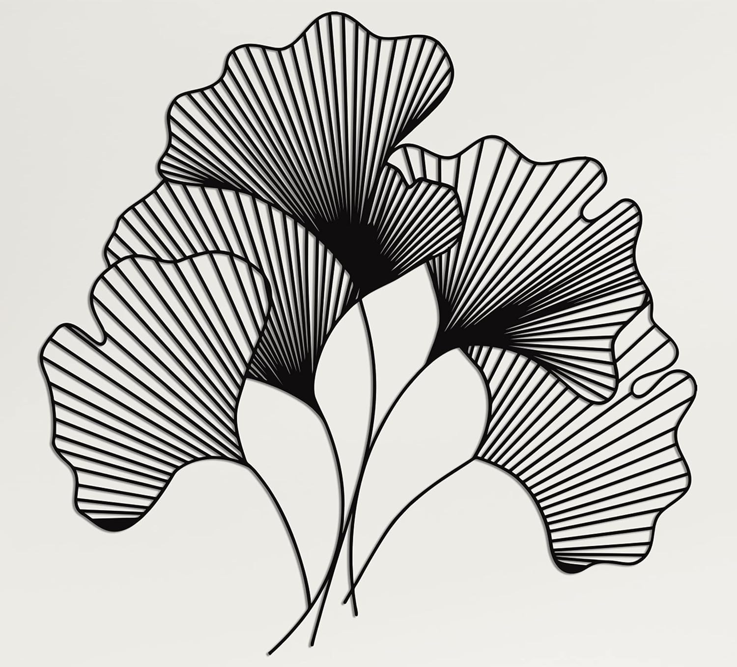 Ginkgo Leaf Metal Sign Art - Geometric Flower Wall Decor