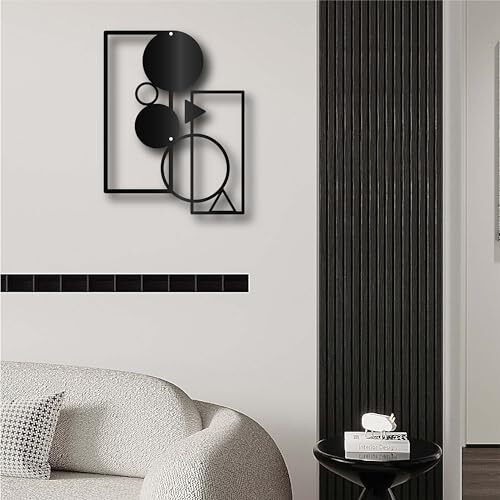 Sculptural Black Iron Geometric Minimalist Wall Metal Sign