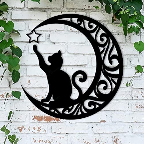 Sleek Geometric Cat Wall Art - Minimalist Metal Sign Decor