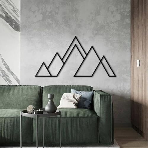 Abstract Mountain Metal Sign - Geometric Nature Wall Decor - Personalize Wall Art
