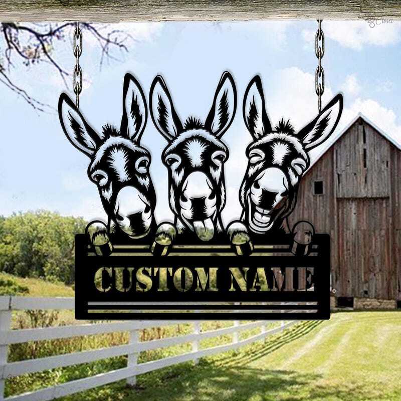 Rustic Farm Barn Decor - Personalized Donkey Metal Sign