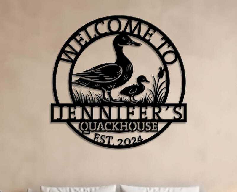 Heartwarming Personalized Duck Farmhouse Metal Sign