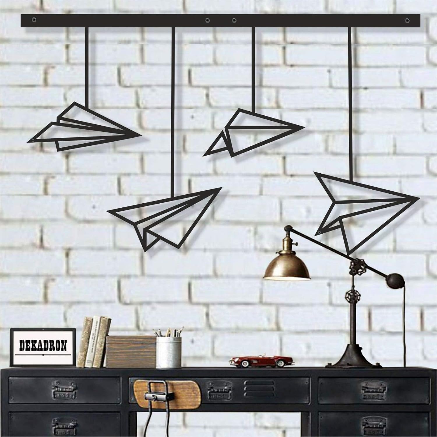 Modern Flight Geometric Paper Plane Metal Sign Art