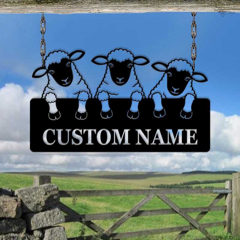Cherished Personalized Sheep Metal Sign for Your Farm Barn