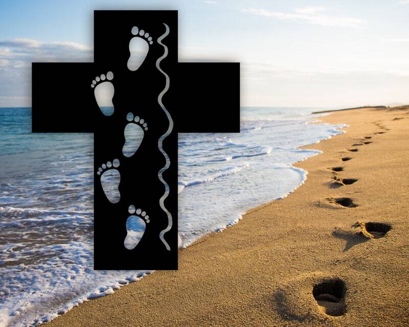 A Child's Blessing - Custom Cross Footprints Metal Sign