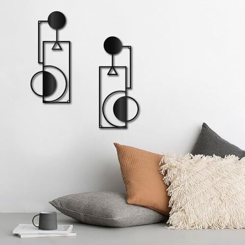 Elevate Your Space with Abstract Black Geometric Metal Sign