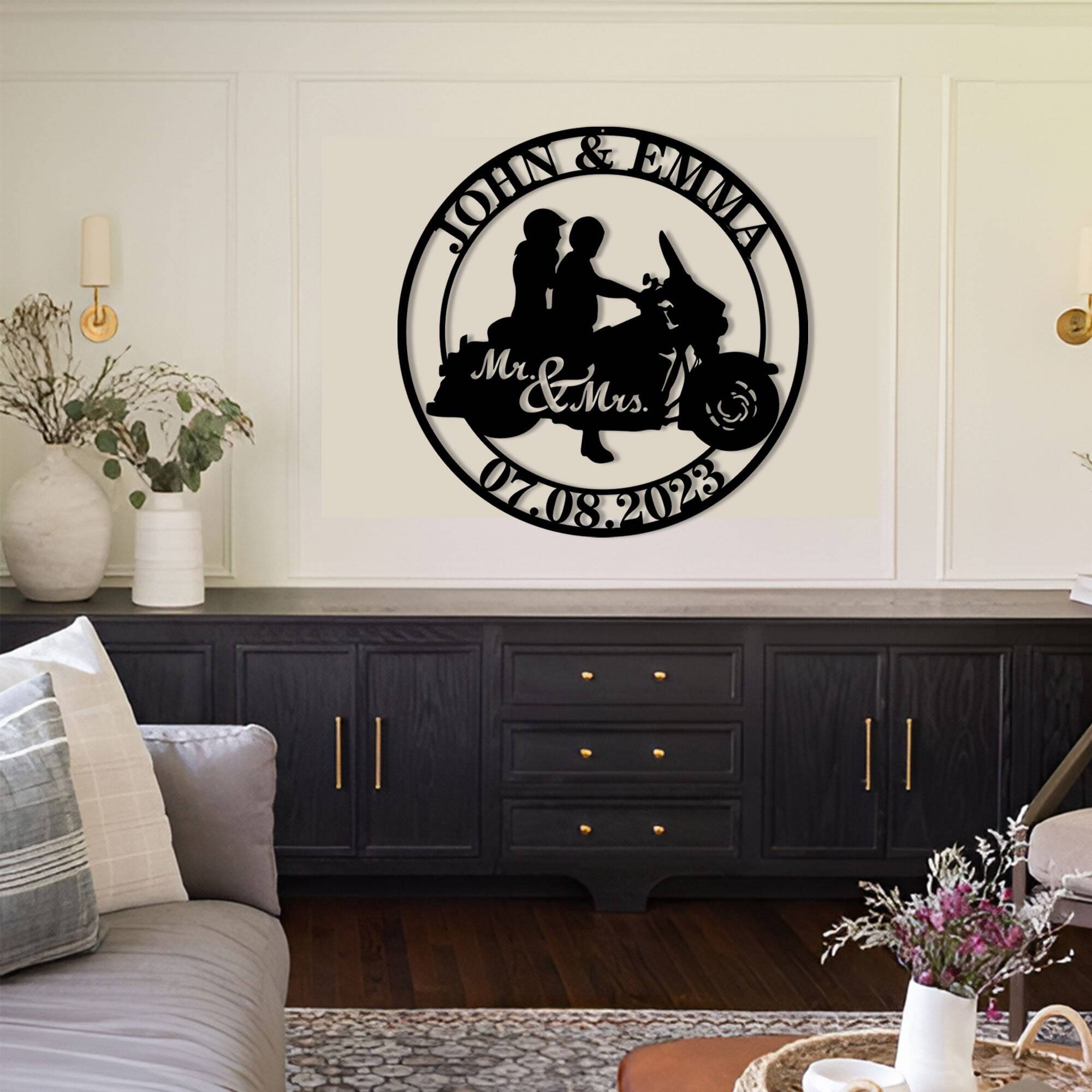 Forever Ride - Custom Mr & Mrs Biker Metal Sign Wedding Gift