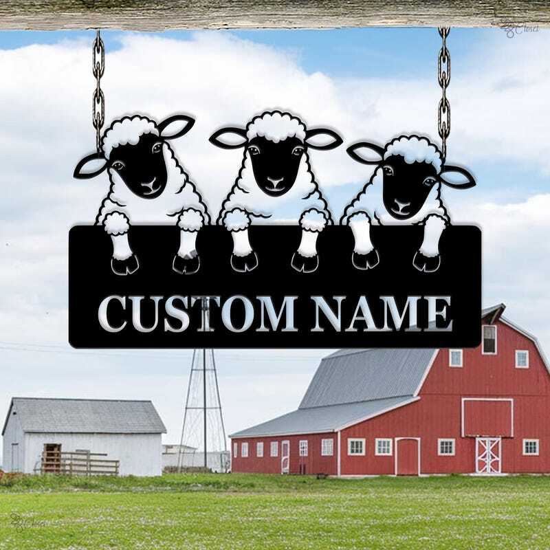 Cherished Personalized Sheep Metal Sign for Your Farm Barn