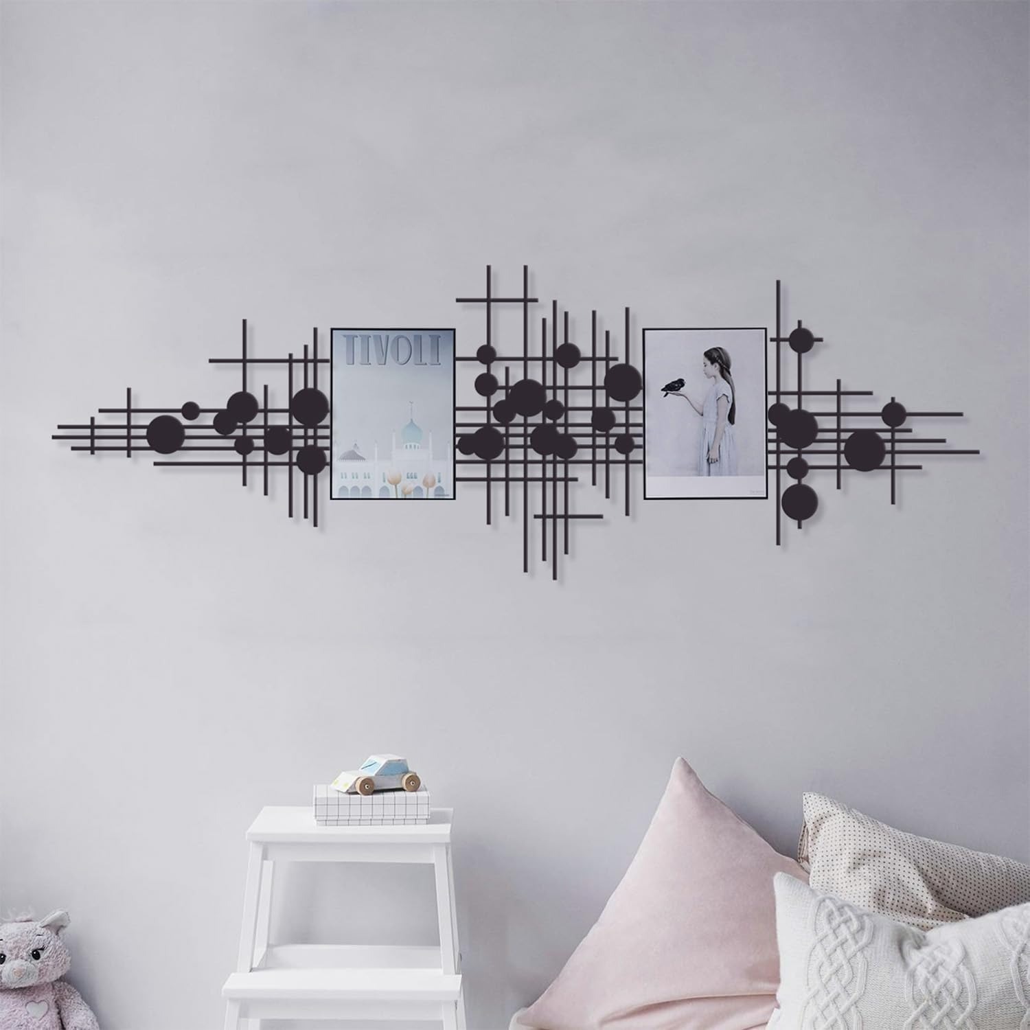 Striking Abstract Geometric Metal Sign for Modern Home