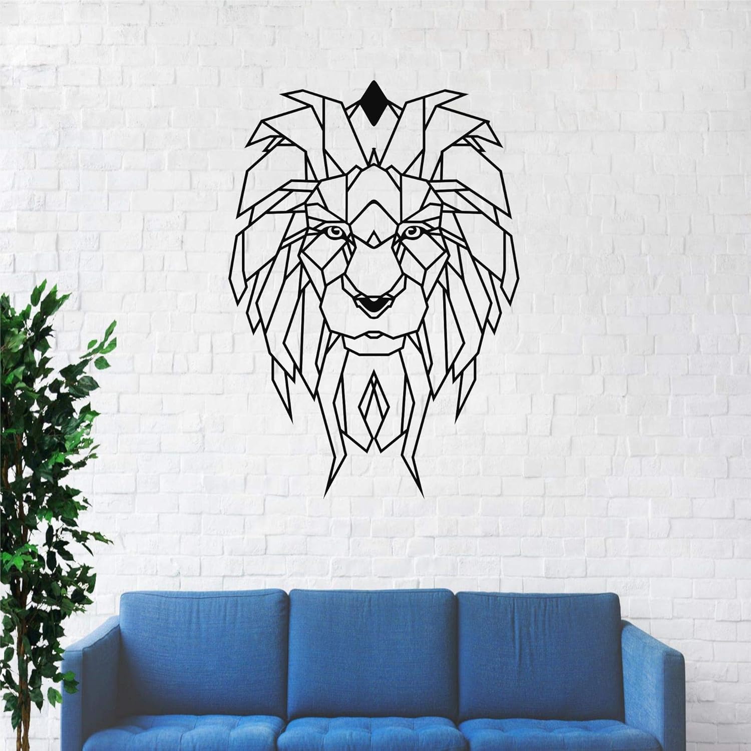 Majestic Geometric Lion Metal Sign Power Statement for Office - Personalize Wall Art