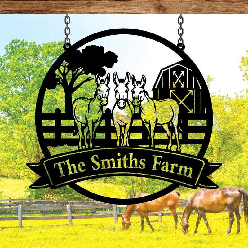 Beloved Donkey Metal Sign - Personalized Farmhouse & Ranch Art - Personalize Wall Art