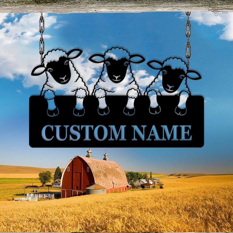 Cherished Personalized Sheep Metal Sign for Your Farm Barn - Personalize Wall Art