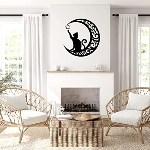 Sleek Geometric Cat Wall Art - Minimalist Metal Sign Decor