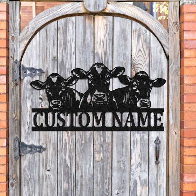 Beloved Cattle Lover's Farmhouse Monogram Metal Sign