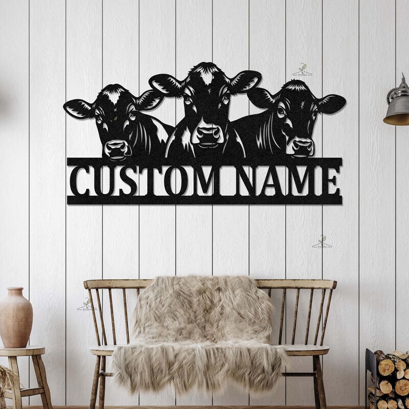 Beloved Cattle Lover's Farmhouse Monogram Metal Sign