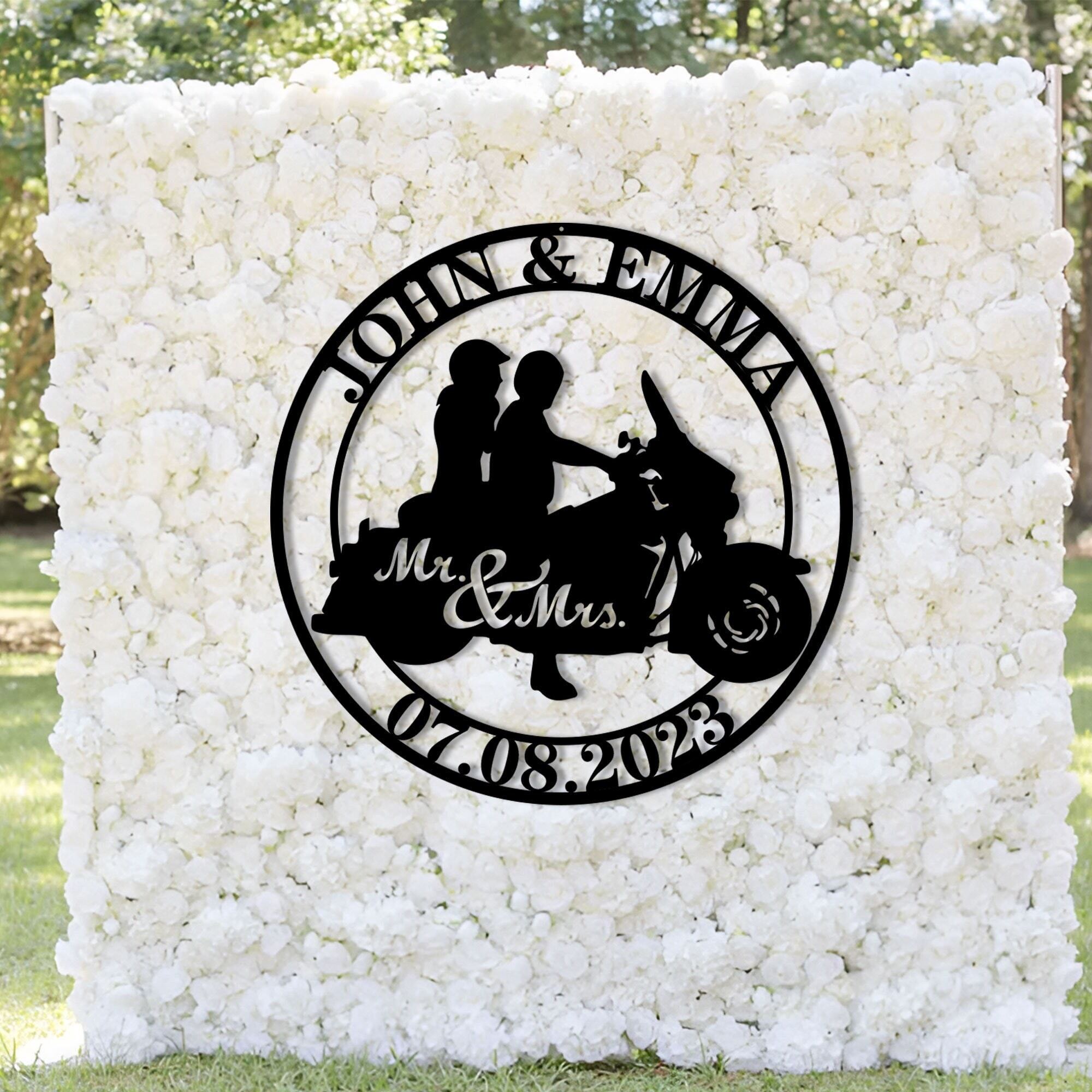 Forever Ride - Custom Mr & Mrs Biker Metal Sign Wedding Gift - Personalize Wall Art
