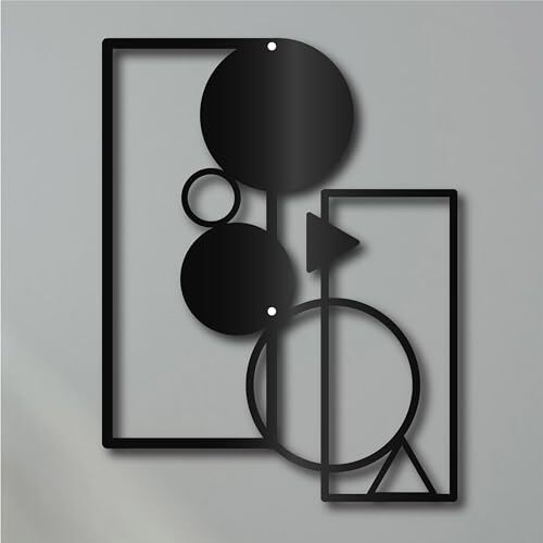Sculptural Black Iron Geometric Minimalist Wall Metal Sign