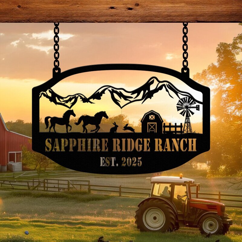 Custom Rustic Metal Sign - Your Name, Your Farm, Your Gate - Personalize Wall Art