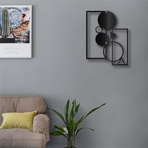 Sculptural Black Iron Geometric Minimalist Wall Metal Sign