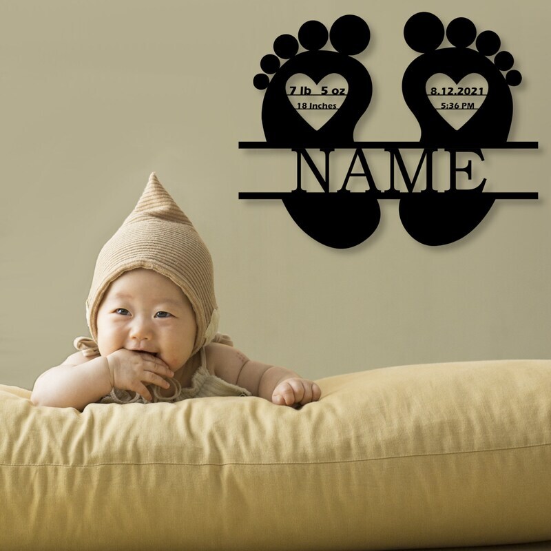 Lasting Love Custom Footprints Metal Sign for Baby's Nursery - Personalize Wall Art