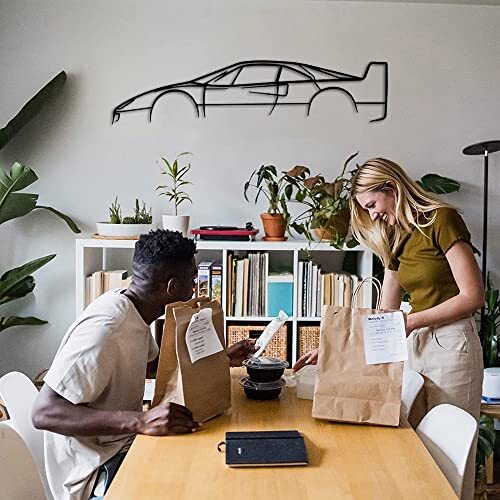 Ignite Your Space - Black Car Geometric Metal Sign Wall Decor