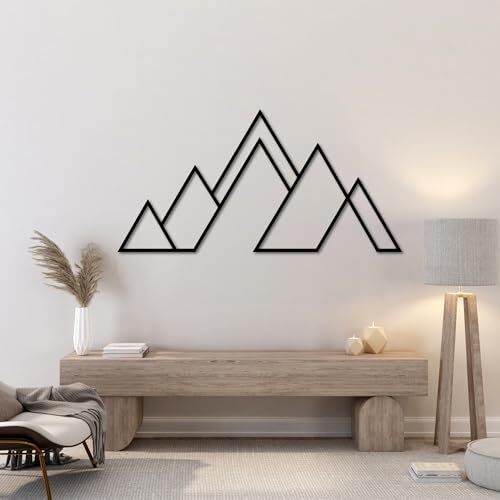 Abstract Mountain Metal Sign - Geometric Nature Wall Decor