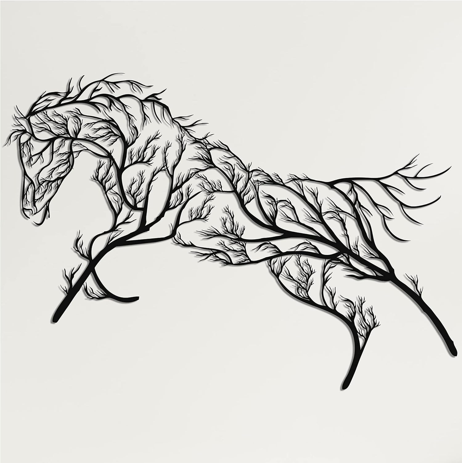 Stunning Geometric Horse Tree Metal Sign for Farmhouse