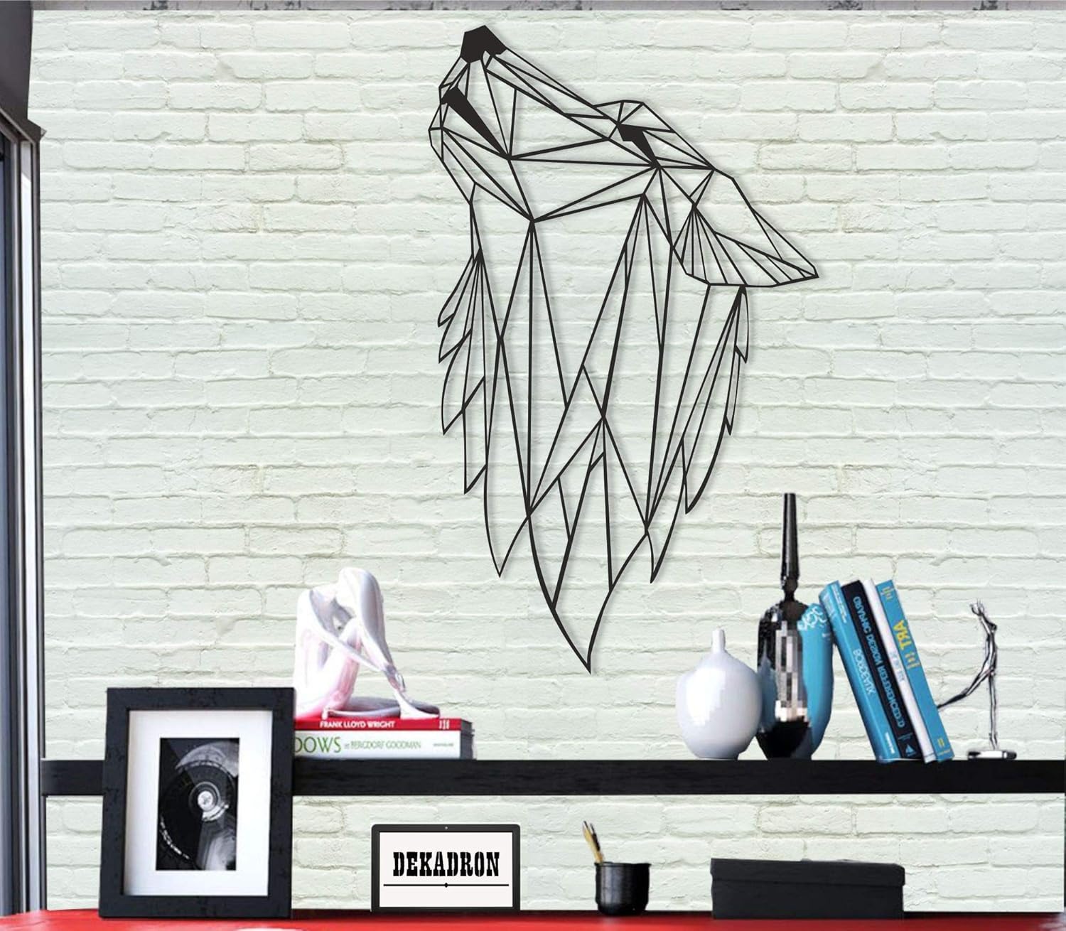 Striking Geometric Wolf Metal Sign for Modern Home Decor - Personalize Wall Art