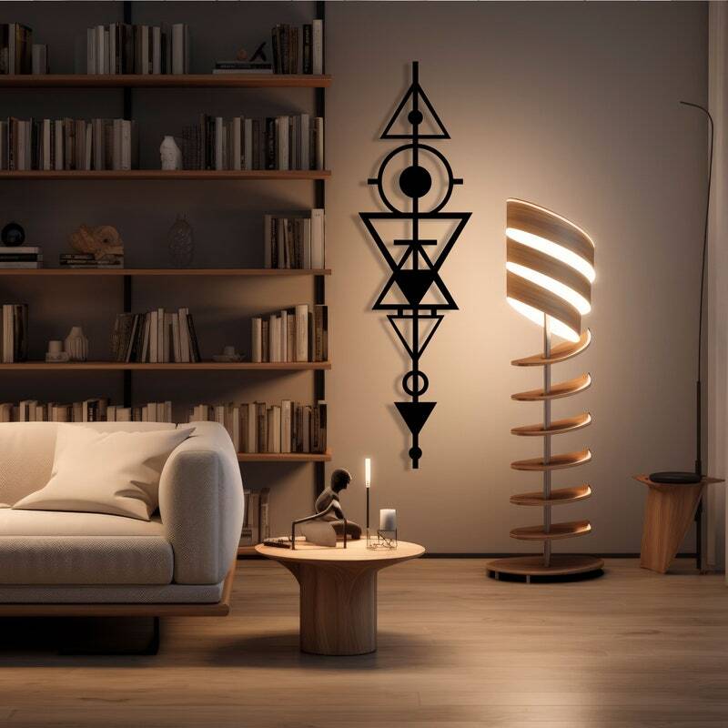 Modern Minimalist Geometric Metal Wall Sign for Her's Office Gift