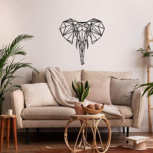 Majestic Geometric Elephant Metal Sign - Modern 3D Wall Art
