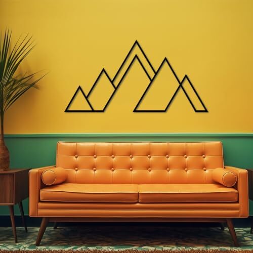 Abstract Mountain Metal Sign - Geometric Nature Wall Decor