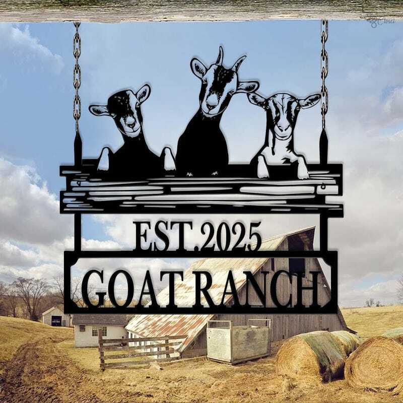 For the Goat Ranch Dad - Personalized Farm Metal Sign Gift - Personalize Wall Art