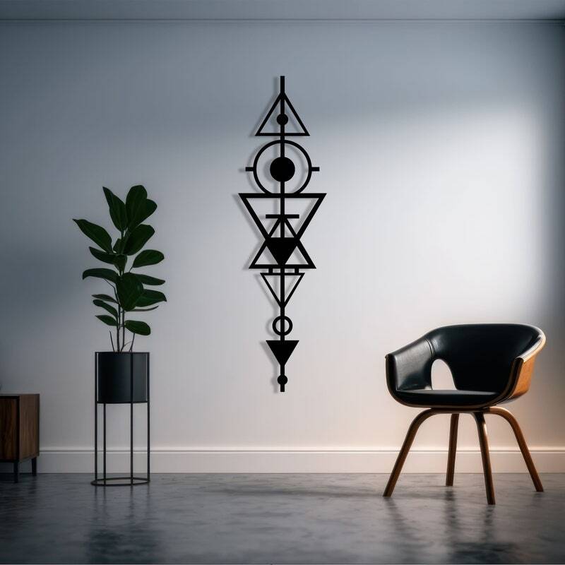 Modern Minimalist Geometric Metal Wall Sign for Her's Office Gift