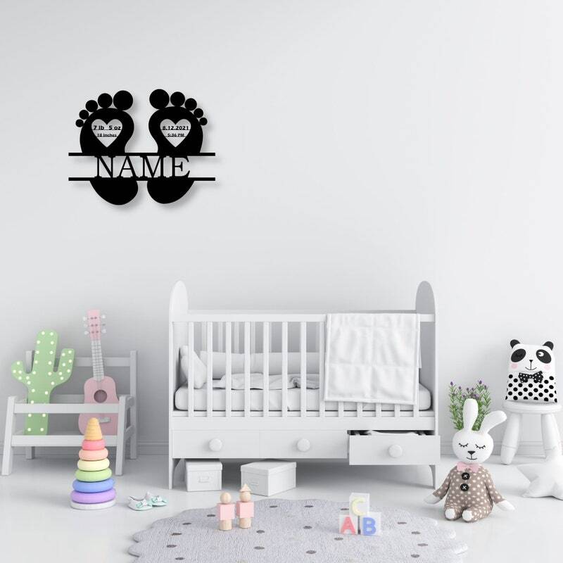 Lasting Love Custom Footprints Metal Sign for Baby's Nursery