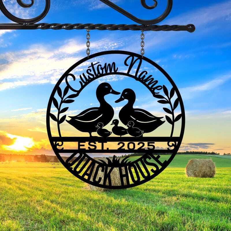 Welcome to the Farm - Personalized Duck Metal Sign Decor