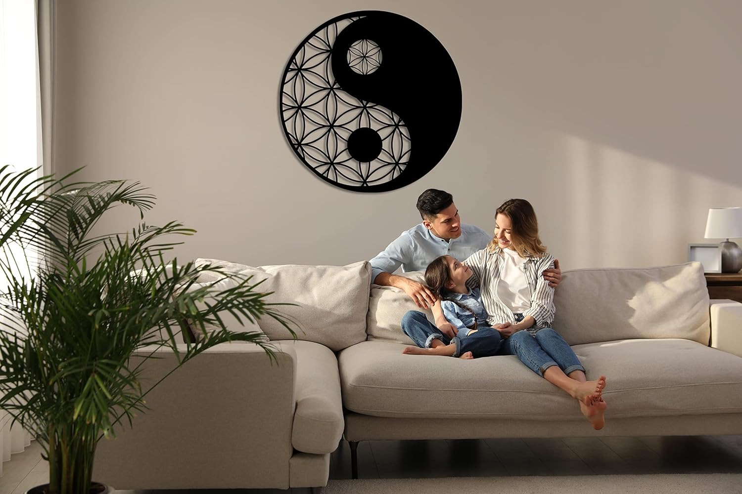 Balanced Yin Yang Geometric Metal Sign Zen Wall Art