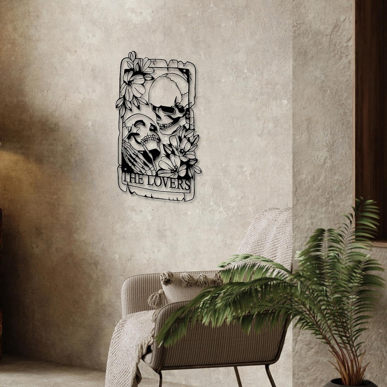 Eternal Lovers Skull Metal Sign - Gothic Home Decor