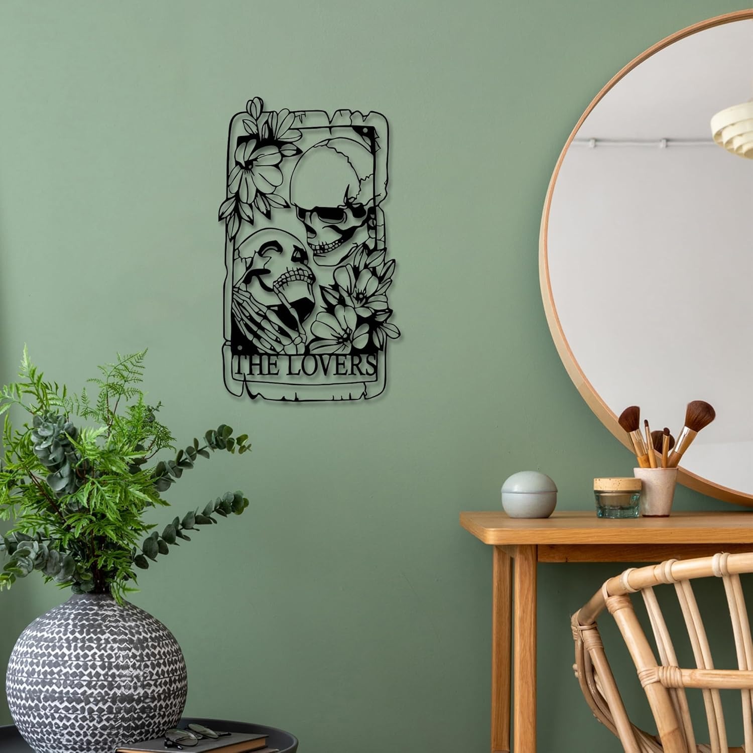 Eternal Lovers Skull Metal Sign - Gothic Home Decor - Personalize Wall Art