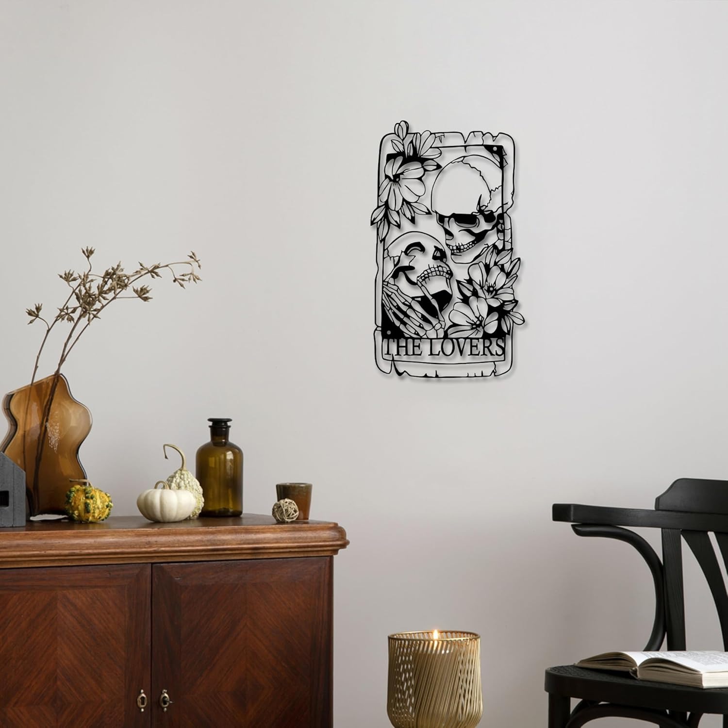 Eternal Lovers Skull Metal Sign - Gothic Home Decor