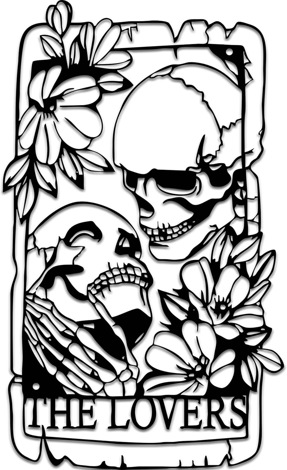 Eternal Lovers Skull Metal Sign - Gothic Home Decor
