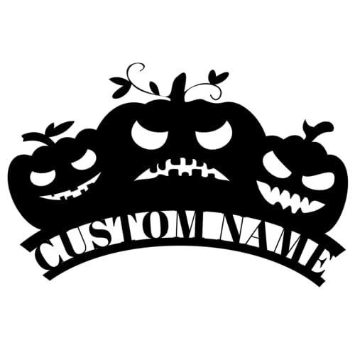 Scary Personalized Pumpkin Metal Sign for Family's Haunted Home