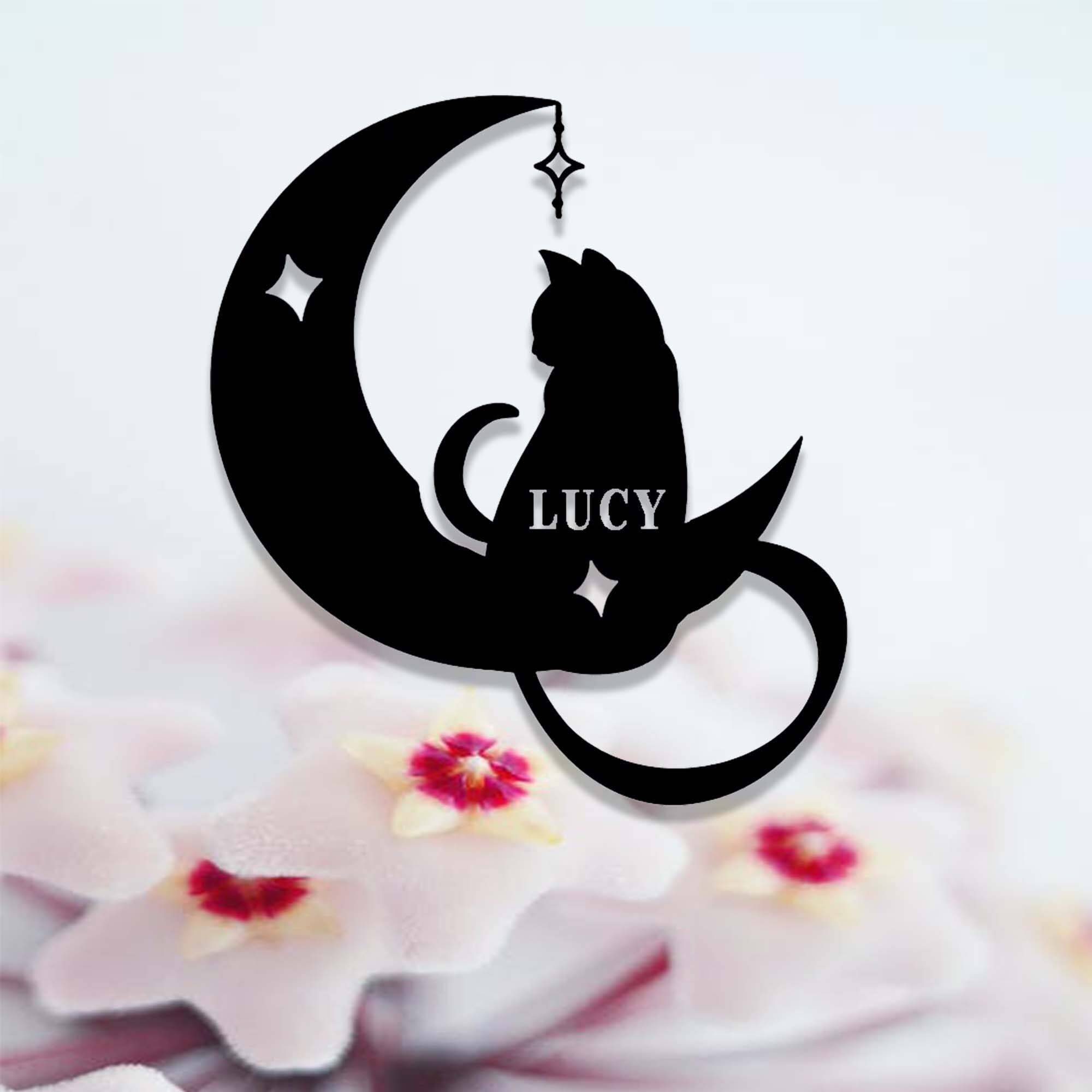 Enchanting Black Cat Moon Metal Sign - Custom Halloween Decor