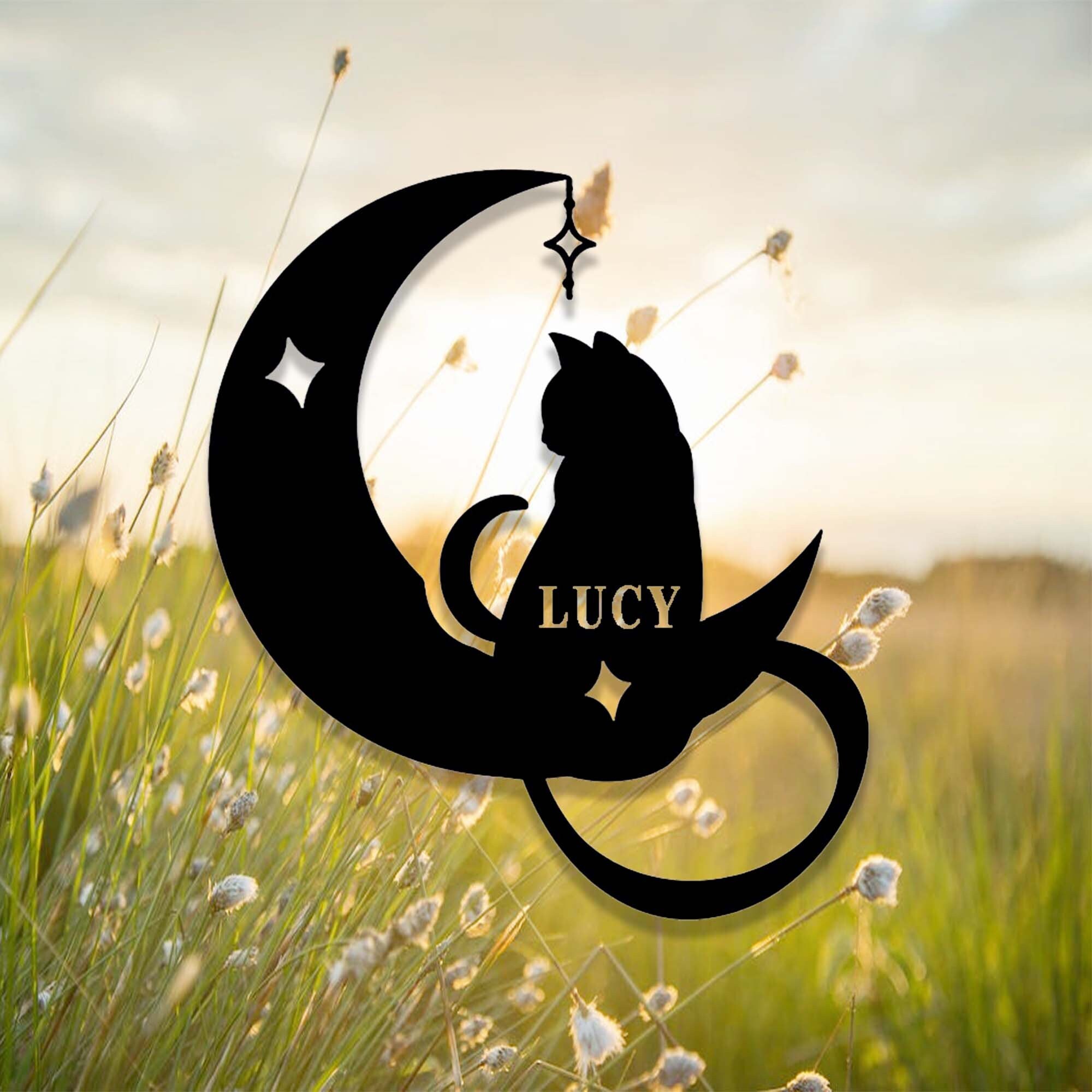 Enchanting Black Cat Moon Metal Sign - Custom Halloween Decor