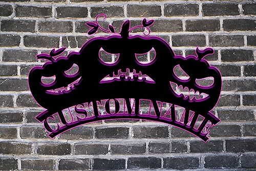 Scary Personalized Pumpkin Metal Sign for Family's Haunted Home