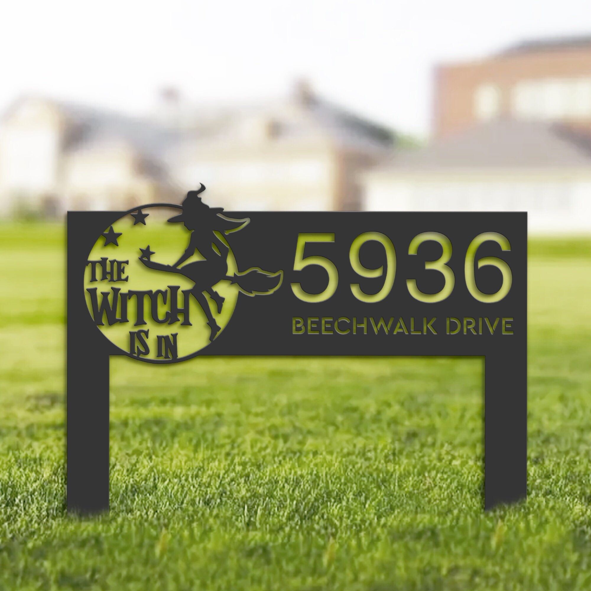Eerie Address Plaque - Custom Metal Sign for Spooky Halloween Decor