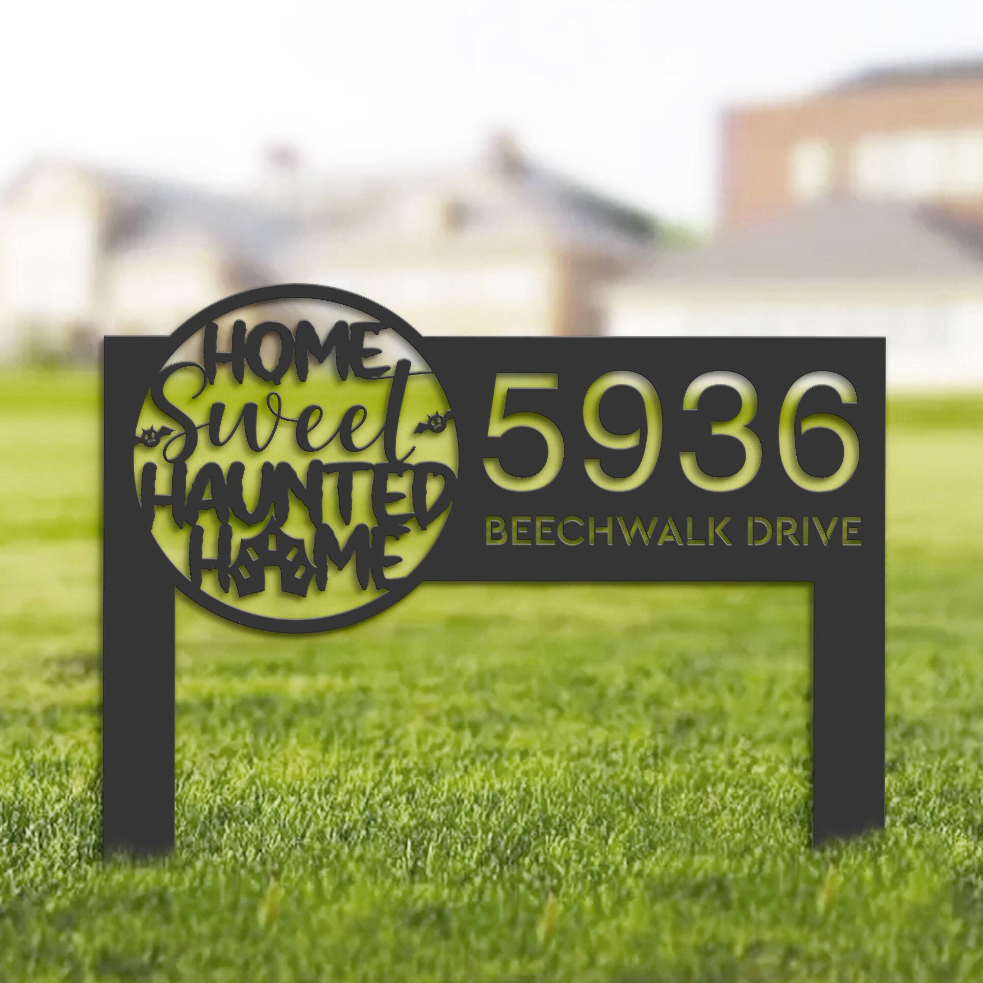 Eerie Custom Metal Address Plaque for Halloween Homes