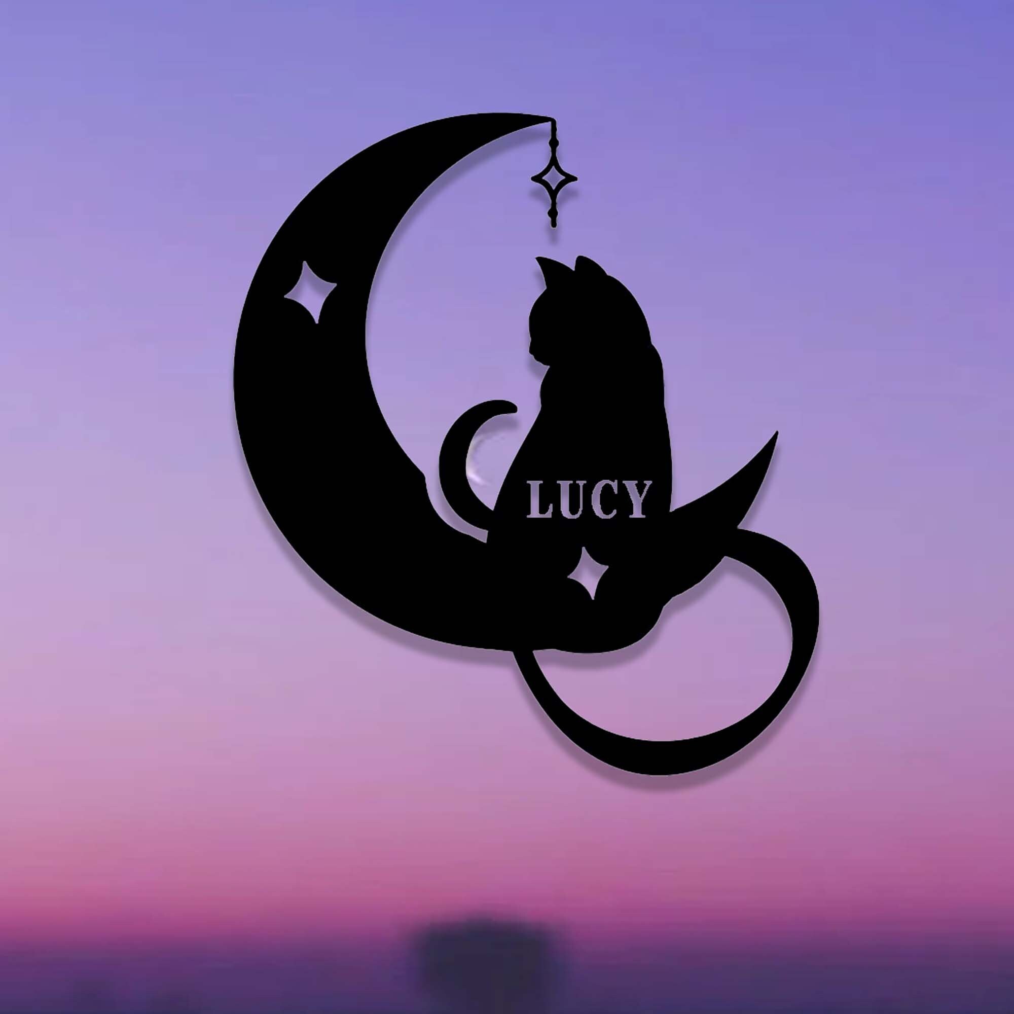 Enchanting Black Cat Moon Metal Sign - Custom Halloween Decor