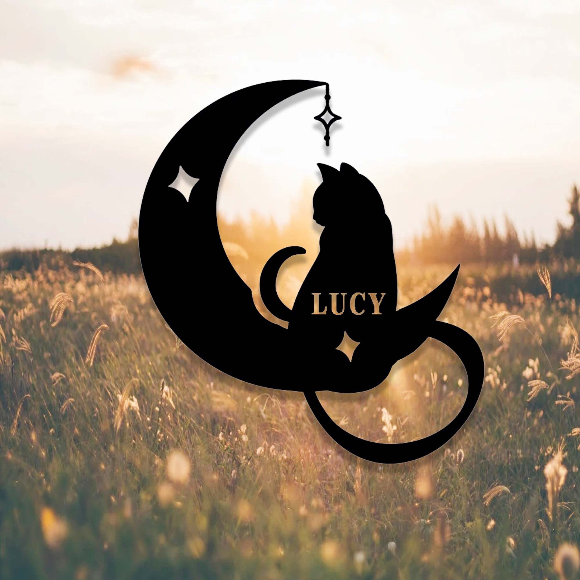 Enchanting Black Cat Moon Metal Sign - Custom Halloween Decor