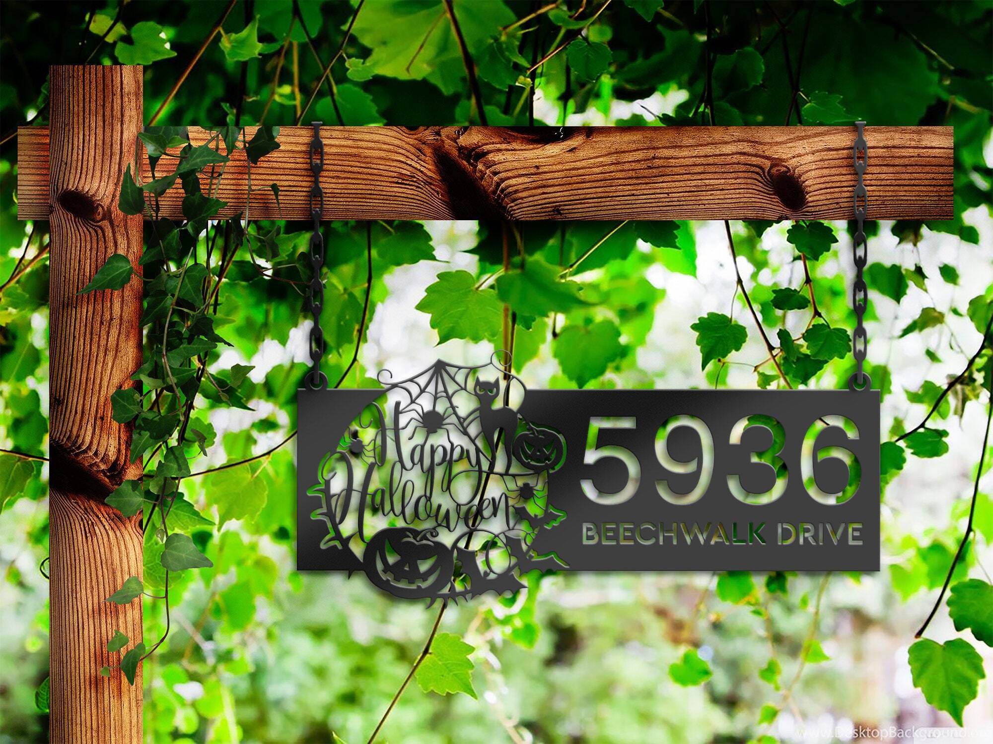 Your Spooky Address - Custom Halloween House Number Metal Sign